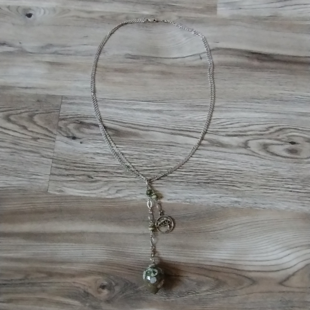 925 Sterling Silver Tree Charm Pendulum Necklace